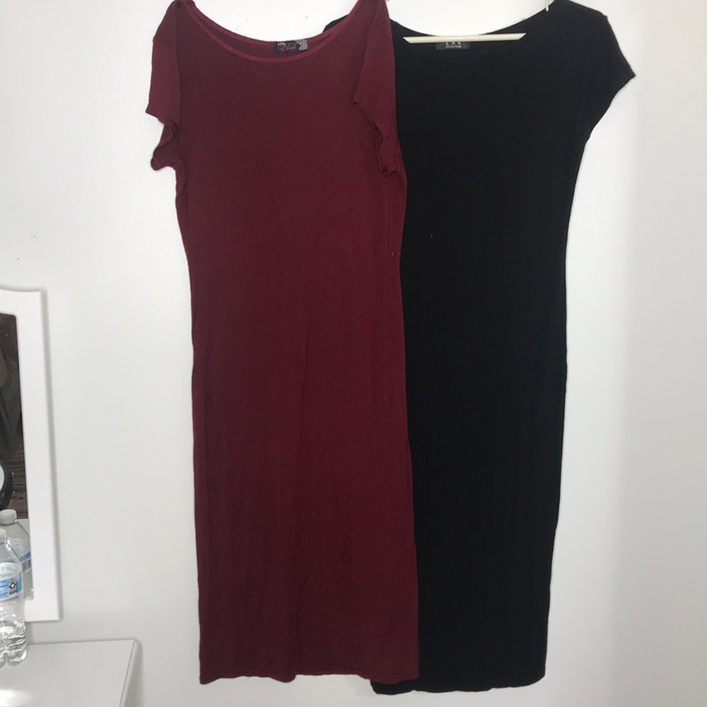 (2 FOR 1) Burgundy & Black Bodycon Dresses